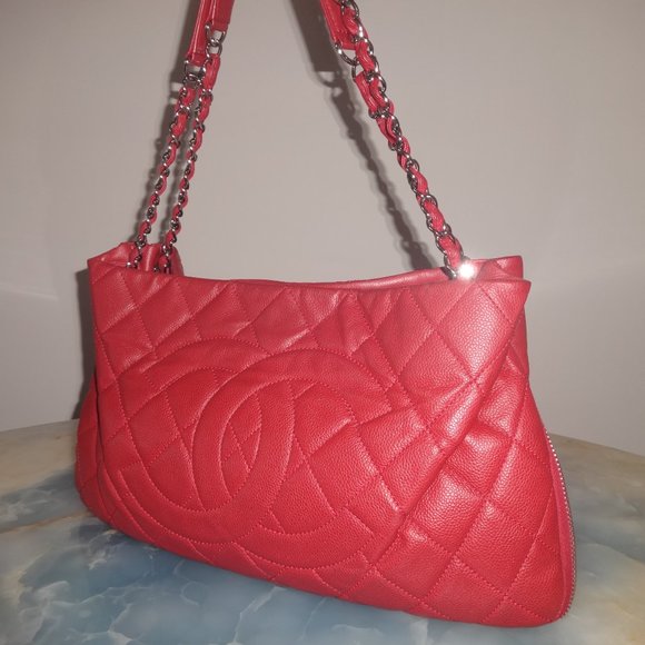 Chanel Shopping Expandable Zip Around Cc Caviar Leather Shoulder Bag - Picture 3 of 13